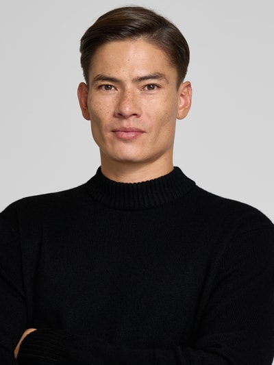 SELECTED HOMME Relaxed Fit Strickpullover aus Woll-Kaschmir-Mix Modell 'Calle' Black 3