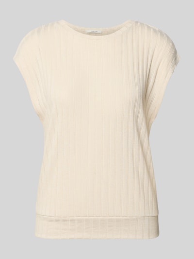 Produktfoto, T-Shirt aus Viskose-Mix mit Strukturmuster Modell 'Sapino' von OPUS, cremefarben, Rundhalsausschnitt, Regular Fit, Rückenlänge 56 cm, glatte Textur mit feinem Muster
