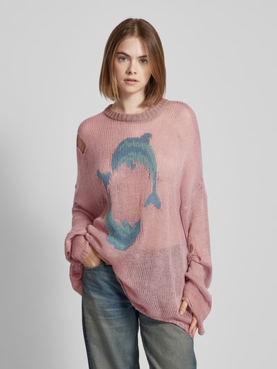 The Ragged Priest Oversized Strickpullover im Used-Look Pink 4