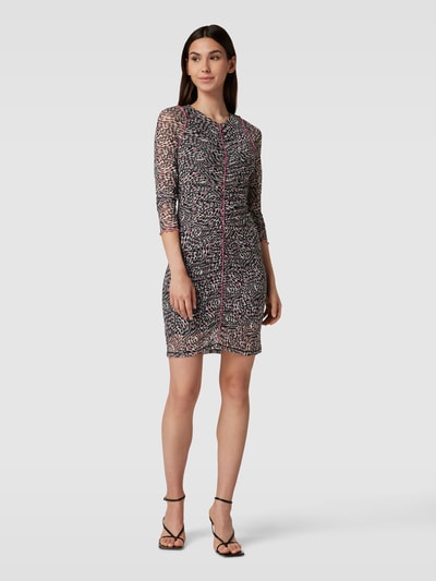 BOSS Orange Knielange jurk met all-over motief, model 'Eken' Zwart - 1