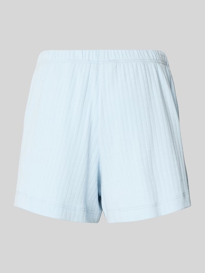 Produktfoto, Regular Fit Pyjama Shorts aus Baumwoll-Mix von Marc O'Polo, hellblau, unifarben, Lochmuster, Rippstruktur, elastischer Bund, seitliche Taschen