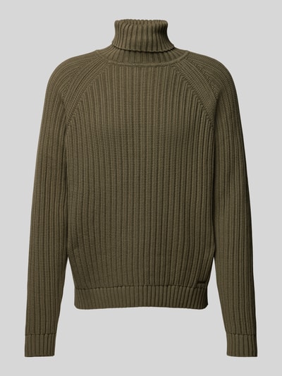 HUGO Rollkragenpullover mit Teilungsnähten Modell 'Sigur' Oliv 2