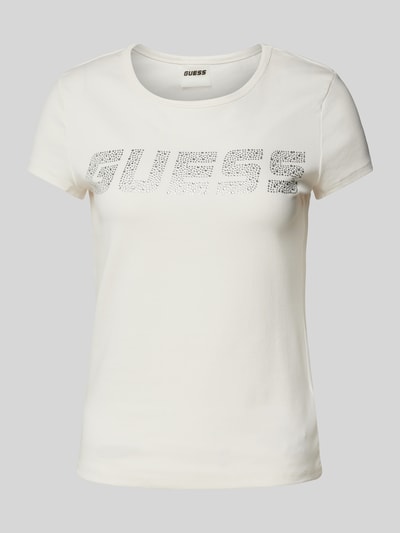 Guess Activewear T-Shirt mit Strasssteinbesatz Modell 'KIARA' Offwhite 2