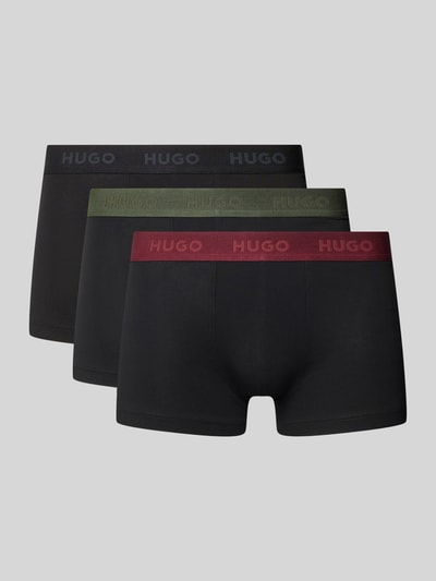 Produktfoto, Pant & Trunk aus Baumwoll-Mix im 3er-Pack Modell 'TRIPLET PACK' von HUGO in Schwarz mit verschiedenfarbigen Bündchen, Herren Pant & Trunk von HUGO