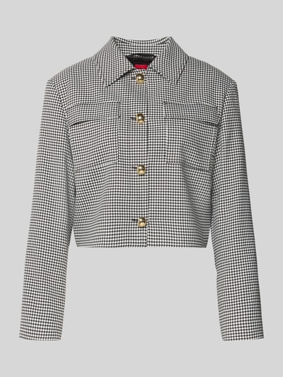 Produktfoto, Boxy Fit Kurzblazer mit Vichy-Muster Modell 'ALERO-2' von HUGO, Optik: Allover-Muster, Umlegekragen, einreihige Knopfleiste, Brustpattentaschen