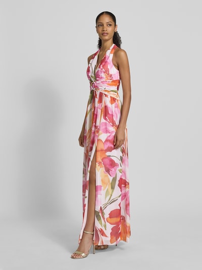 Adrianna Papell Maxikleid mit V-Ausschnitt und Taillenband Pink 1