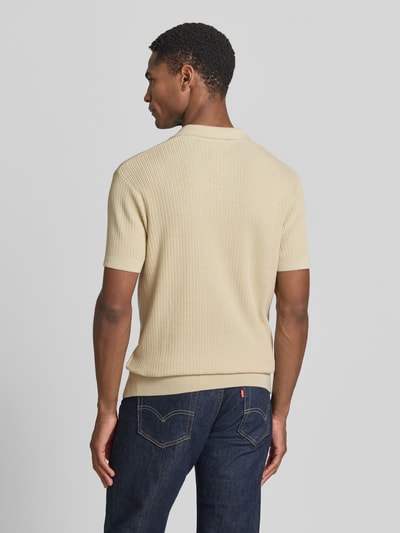 LERROS Slim Fit Strick-Poloshirt mit V-Ausschnitt Beige 5