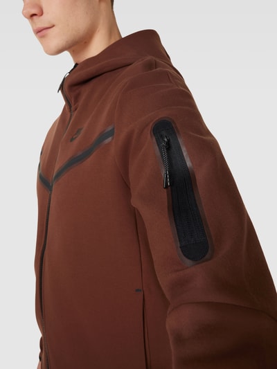 Nike Sweatjacke mit Kontraststreifen Modell 'TECH' Cognac 3