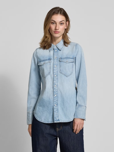 G-Star Raw Slim Fit Jeansbluse mit Brustpattentaschen Modell 'Western shirt' Hellblau 4