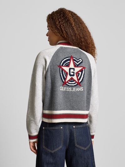 Guess Jeans Kurtka z dzianiny ze stójką model ‘ZIPPED BACK INTARSI’ Jasnoszary 5