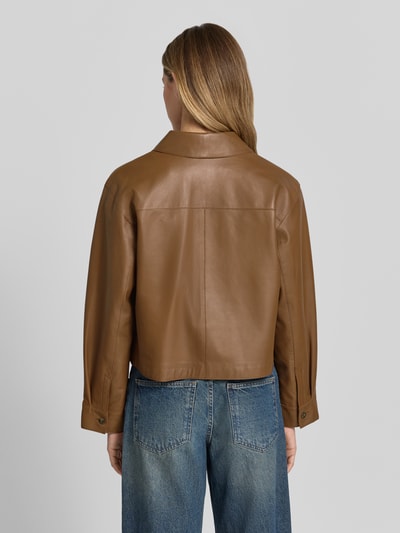 Weekend Max Mara Boxy Fit Lederjacke aus echtem Lammleder Modell 'PIOVRA' Dunkelbraun 5