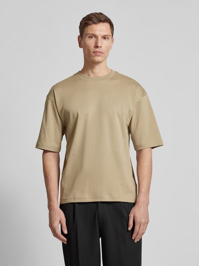 JAKE*S STUDIO MEN T-Shirt mit geripptem Rundhalsausschnitt Mud 4