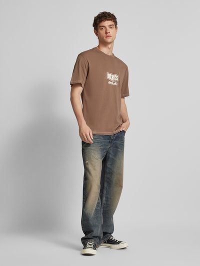 Dickies T-shirt met labelprint, model 'PHILIPSBURG' Donkerbruin - 1