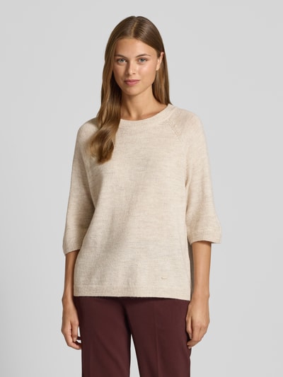 s.Oliver RED LABEL Sweter o kroju regular fit z dzianiny z dodatkiem wełny z alpaki Beżowy 4