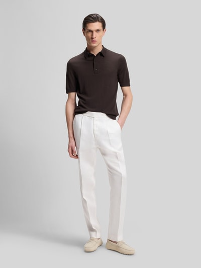 BOSS Regular Fit Poloshirt aus reiner Schurwolle Modell 'NOLANO' Mittelbraun 1