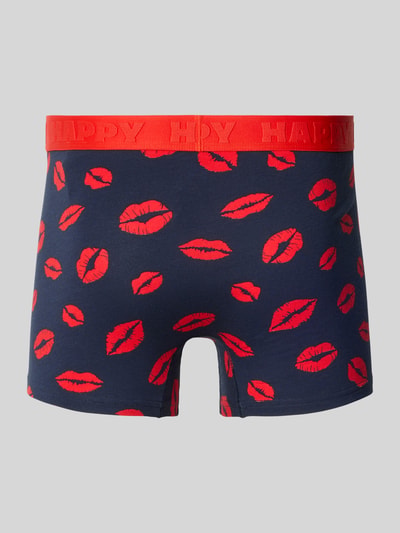 Produktfoto, Obcisłe bokserki z bawełny i elastanu, dopasowany krój, Model 'Kisses Up' od Happy Socks, detal z logo, Zestaw 3 szt.