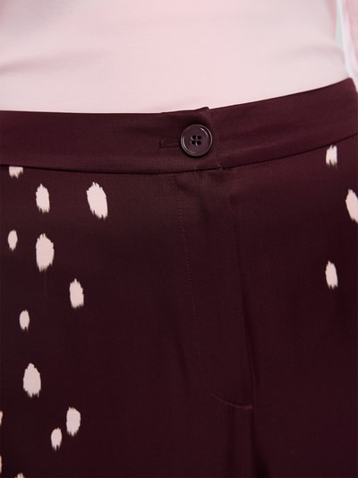 Marc Cain wide fit broek met elastische tailleband achter van viscose Bordeaux - 3