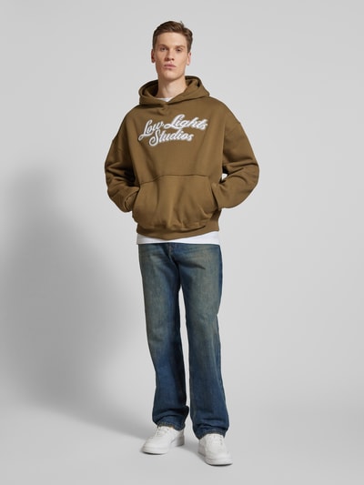 Low Lights Studios Oversized Hoodie mit Label-Stitching Dunkelgruen 1