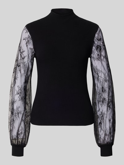 Oui Pullover van viscosemix met mouwen van kant  - 2