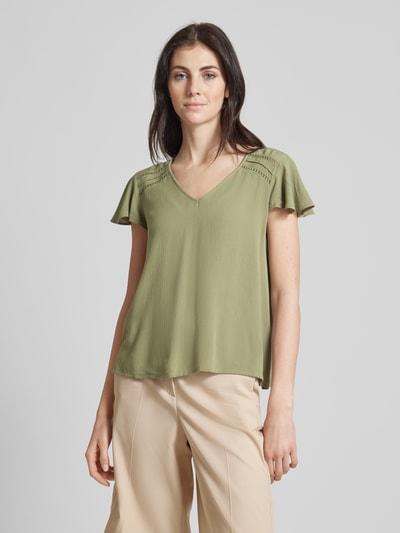 Vila Blusenshirt aus Viskose Modell 'MESA' Khaki 4