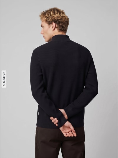 ONLY & SONS Regular Fit Troyer aus Baumwoll-Mix Modell 'PHIL' Dunkelblau 5