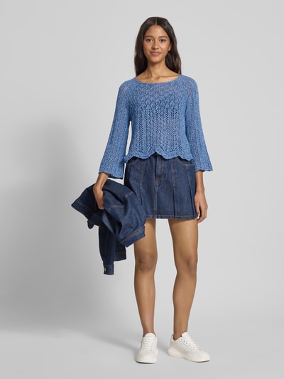 Only Regular Fit Strickpullover aus Baumwoll-Mix Modell 'NOLA' Bleu Melange 1