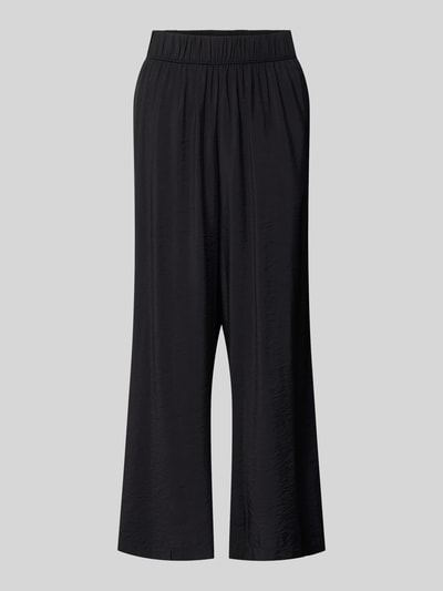 Produktfoto, schwarze Loose Fit Culotte aus Viskose-Mix von s.Oliver RED LABEL mit elastischem Bund, glatter Popeline-Oberfläche, einfarbig