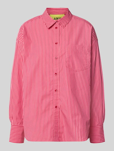 Produktfoto, Relaxed Fit Bluse mit Brusttasche Modell 'JAMIE' von JJXX, Reine Baumwolle, Hemdblusenkragen, rosa mit roten Streifen