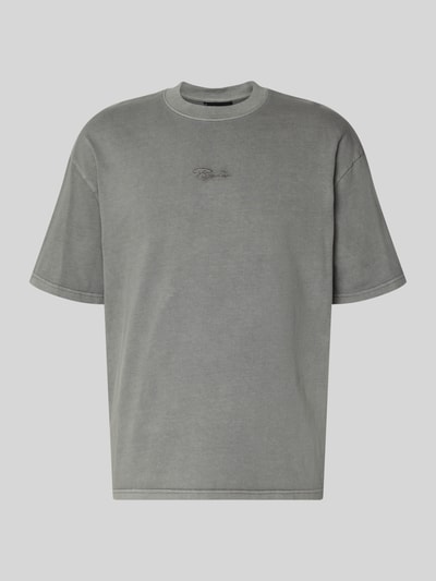 Produktfoto, Oversized T-Shirt mit 1/2-Arm Modell 'Towson' von Pegador aus reiner Baumwolle in Grau, Rundhalsausschnitt, schlichte Struktur.