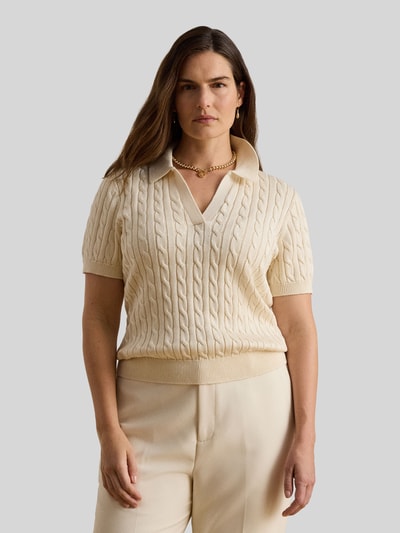 Lauren Ralph Lauren Koszulka polo o kroju regular fit z tkanego materiału – mieszanka bawełny Écru 6