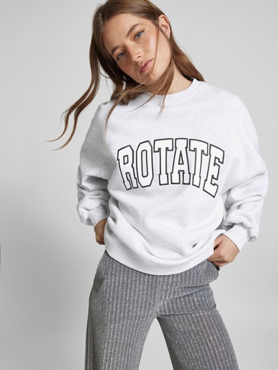 ROTATE Oversized Sweatshirt mit Label-Stitching Hellgrau 3