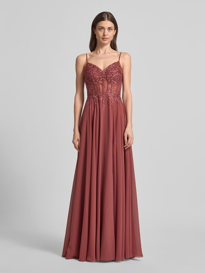 LUXUAR FASHION avondjurk met siersteentjes Rood - 4