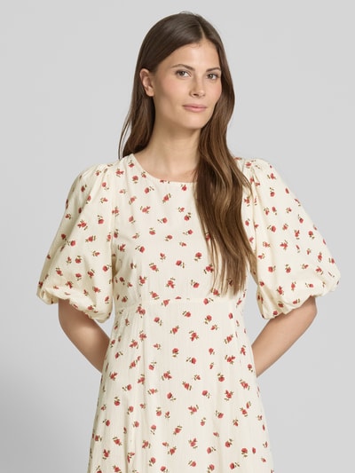 ICHI Midikleid mit Puffärmeln Modell 'ROSEY' Offwhite 3