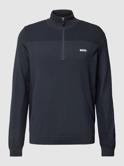 BOSS Green Strickpullover mit Label-Print Modell 'Momentum' Marine 2