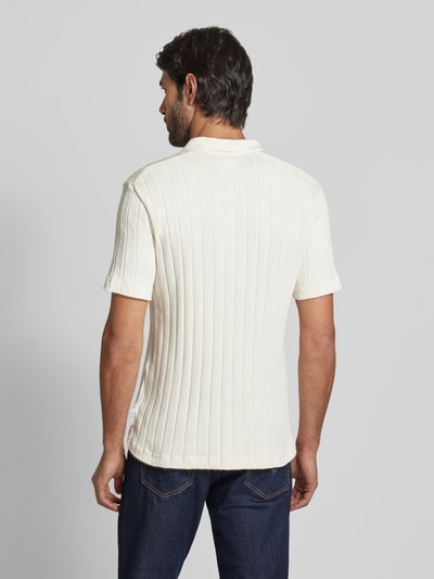 Marc O'Polo Regular Fit Poloshirt aus Baumwoll-Mix-Jersey mit breiter Rippstruktur Offwhite 5