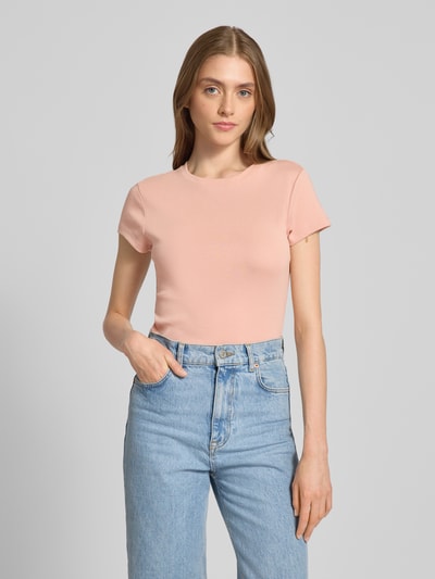 Review T-shirt z okrągłym dekoltem Brudnoróżowy 4