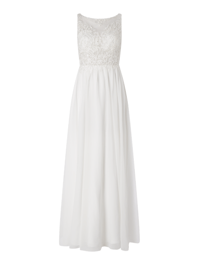 Laona Abendkleid mit floralen Stickereien Offwhite 1