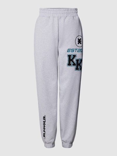 Karo Kauer Sweatpants mit Stitchings und elastischem Bund Hellgrau Melange 2