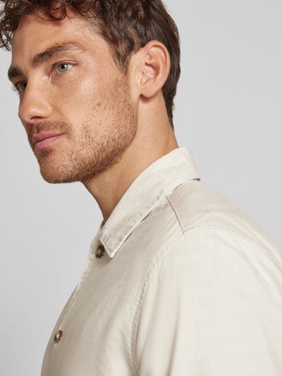 Marc O'Polo Loose fit overshirt van een mix van katoen en linnen Beige - 3