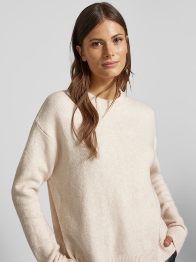 Mango Oversized Strickpullover mit Lanawoll-Anteil Modell 'MARIANO' Beige 3