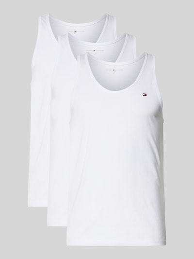 Produktfoto, Tank Top aus reiner Baumwolle im 3er-Pack von Tommy Hilfiger, weiß, unifarben, Regular Fit, U-Ausschnitt, Logo-Detail, Feinripp