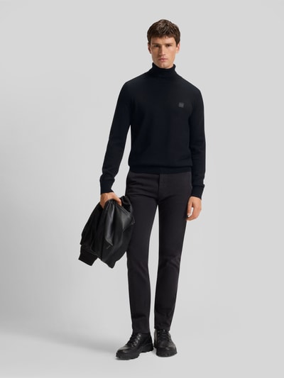 BOSS Orange Rollkragenpullover mit Logo-Patch aus Kaschmir Black 1