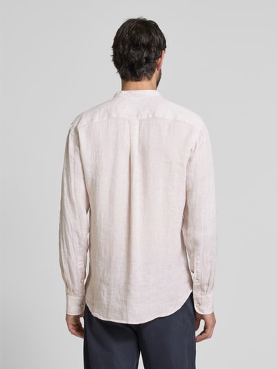 Fynch-Hatton Slim fit linnen overhemd met opstaande kraag Zand - 5