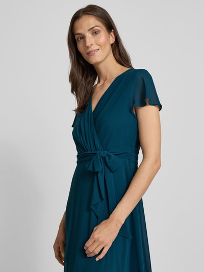 Christian Berg Cocktail Wickelkleid mit V-Ausschnitt und Bindegürtel Lagune 3