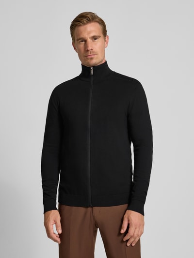 SELECTED HOMME Regular fit gebreid jack van puur katoen, model 'BERG' Zwart - 4