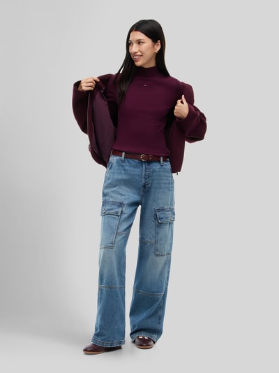 Tommy Jeans Slim Fit Langarmshirt aus Baumwoll-Mix  Bordeaux 1