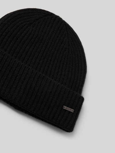 JOOP! Collection Czapka z dzianiny z kaszmiru z detalem z logo model ‘FENOL’ Czarny 2