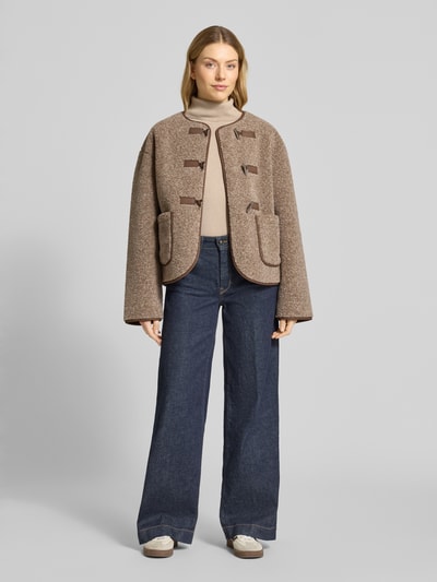 mbyM Relaxed fit jack met klepzakken, model 'Keisa' Lichtbruin - 1