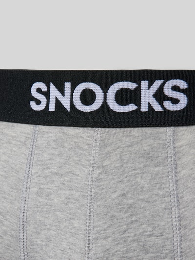 Snocks Trunks mit elastischem Logo-Bund im 2er-Pack Mittelgrau Melange 2