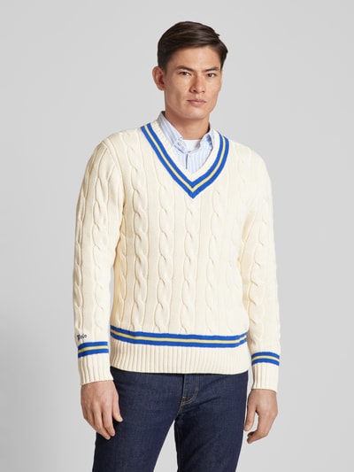 Polo Ralph Lauren Strickpullover mit Zopfmuster Offwhite 4